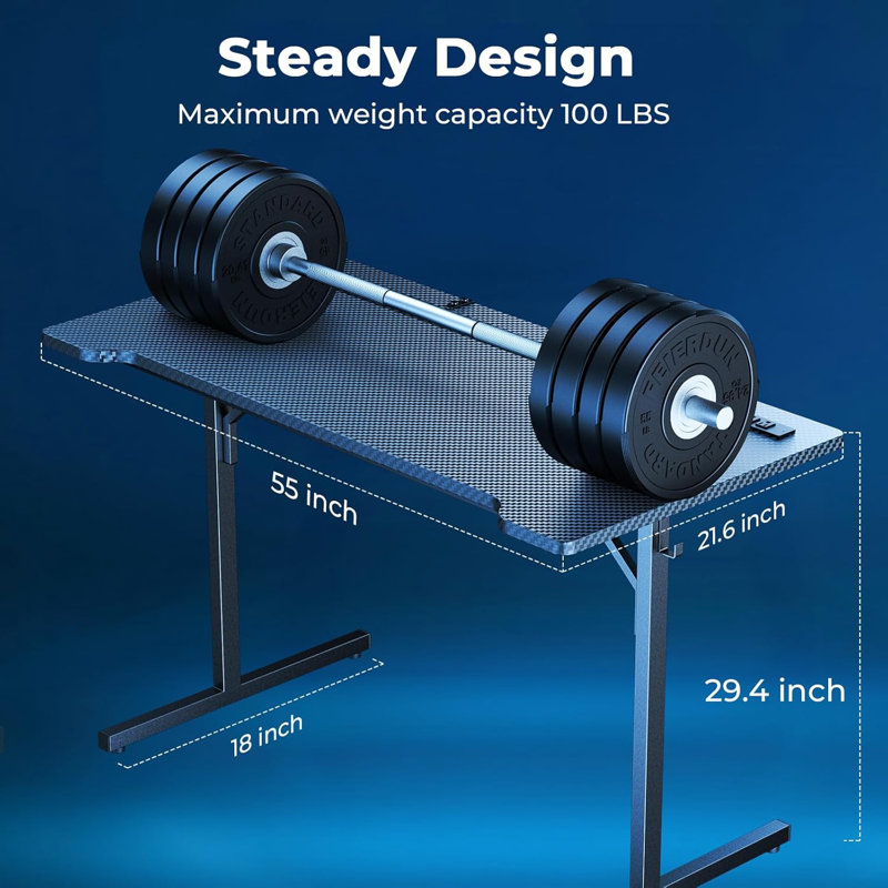 Compact Gaming Desk With LED Lighting, Built-In Power Outlets, Adjustable Monitor Stand, And Cable Management System