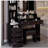 41" Large Size Left Bedside Cabinet Vanity Table+Cushioned Stool, Extra Large Touch Control LED Mirror, 3-color Switch, Multi Layer High Capacity Storage Fashionable Dresser, Suitable For Large Space-626201847
