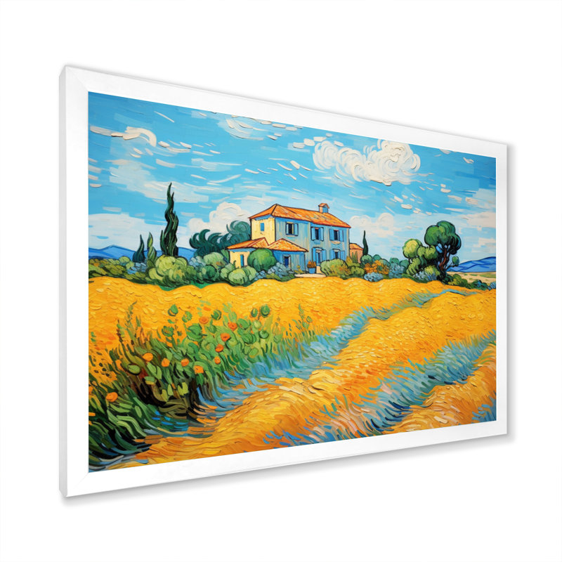 Vangogh, la maison jaune à Arles II, encadrée sur toile par Vincent Van Gogh, peinture, H 24 po x l 32 po x P 1 po