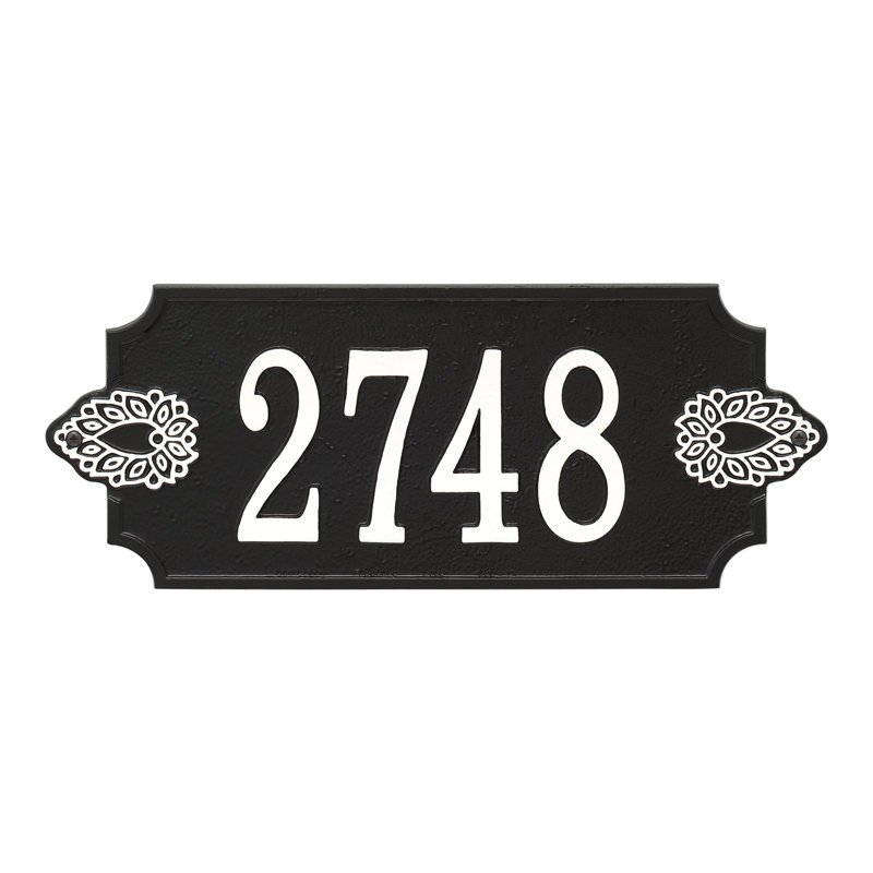 Plaque d'adresse murale personnalisée 1 ligne Sofia, Noir / blanc, Oui