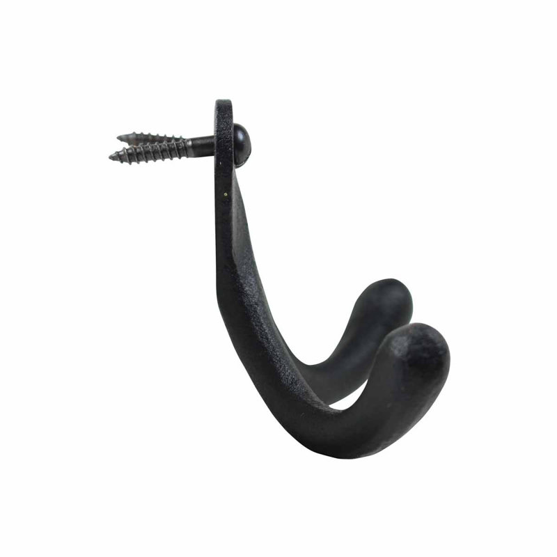 Black Wrought Iron Double Wall Hook Set of 3