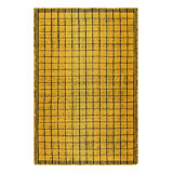 Rug & Kilim’S Gradient Rug In Yellow And Black Ombre Grid And High-Low Texture