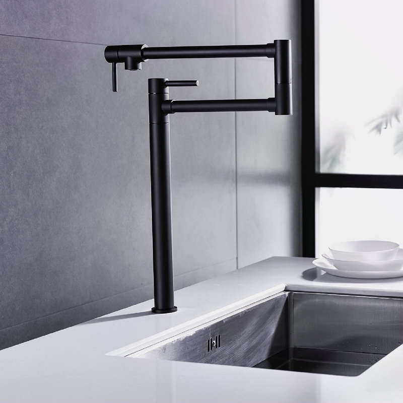 Robinet remplisseur de pot avec tige d'extension, Noir mat