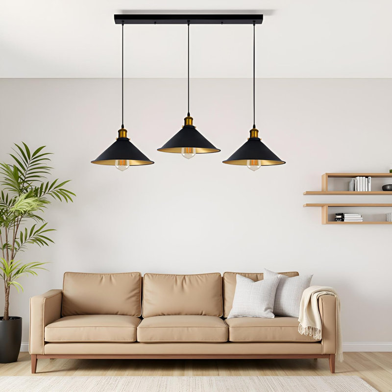 3 - Light Pendant, Black inner Gold