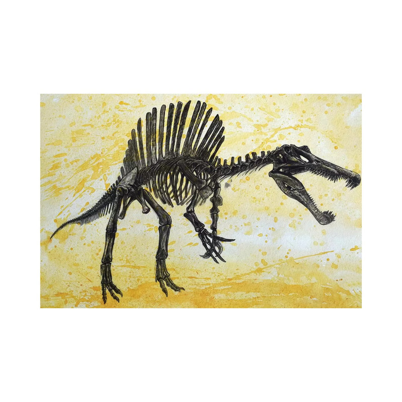 «Spinosaurus Dinosaur Skeleton» par Harm Plat - peinture sur toile tendue, H 18 po x l 26 po x P 1,5 po