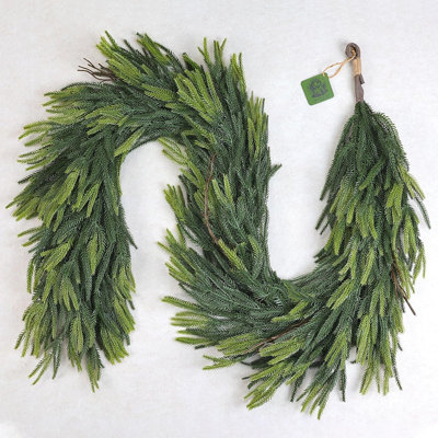 Christmas Decorations – 6ft Artificial Norfolk Pine Greenery Garland, Real Touch Christmas Garland For Mantel, Staircase, Fireplace, Front Door, Indoor & Outdoor Holiday Decor (1, 6ft)