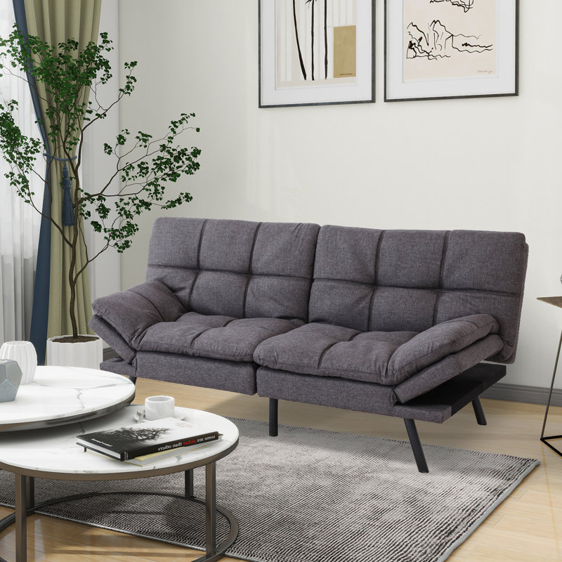 George Oliver & Unia ！！ Futon Sofa Bed with Adjustable Armrests & Backrests - 2.5" Plush Memory Foam, 15-Min Assembly, Compact Space Hero