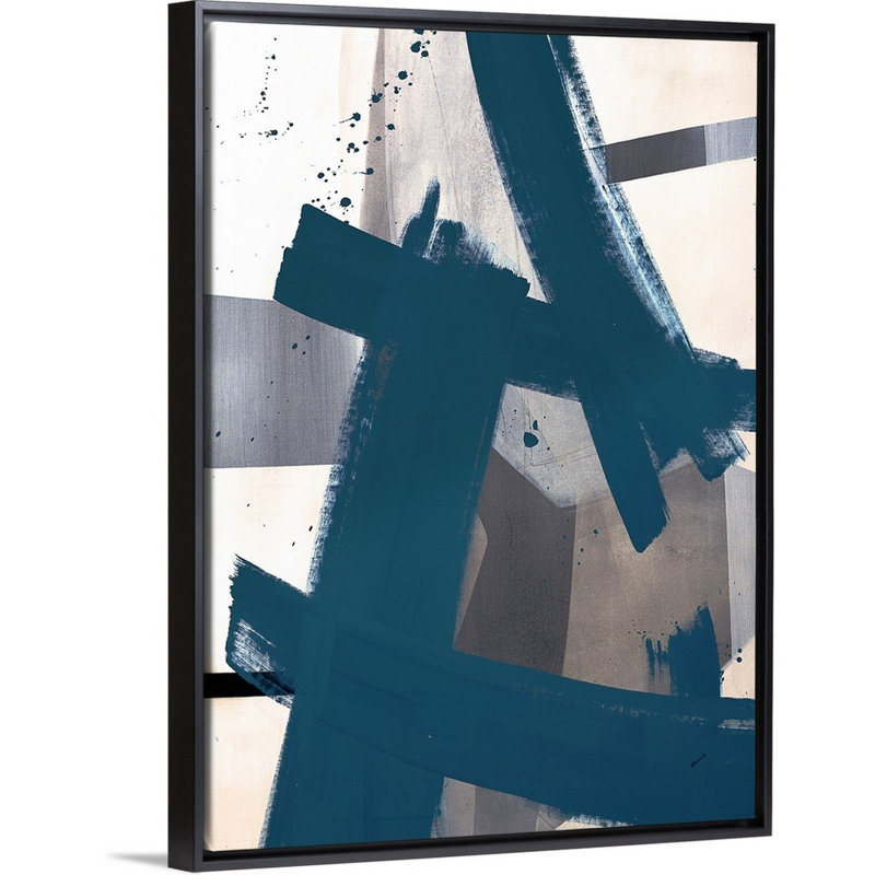 « acceptant le contrôle », peinture sur toile, Cadre flottant noir, H 41,7 po x l 31,7 po x P 1,75 po