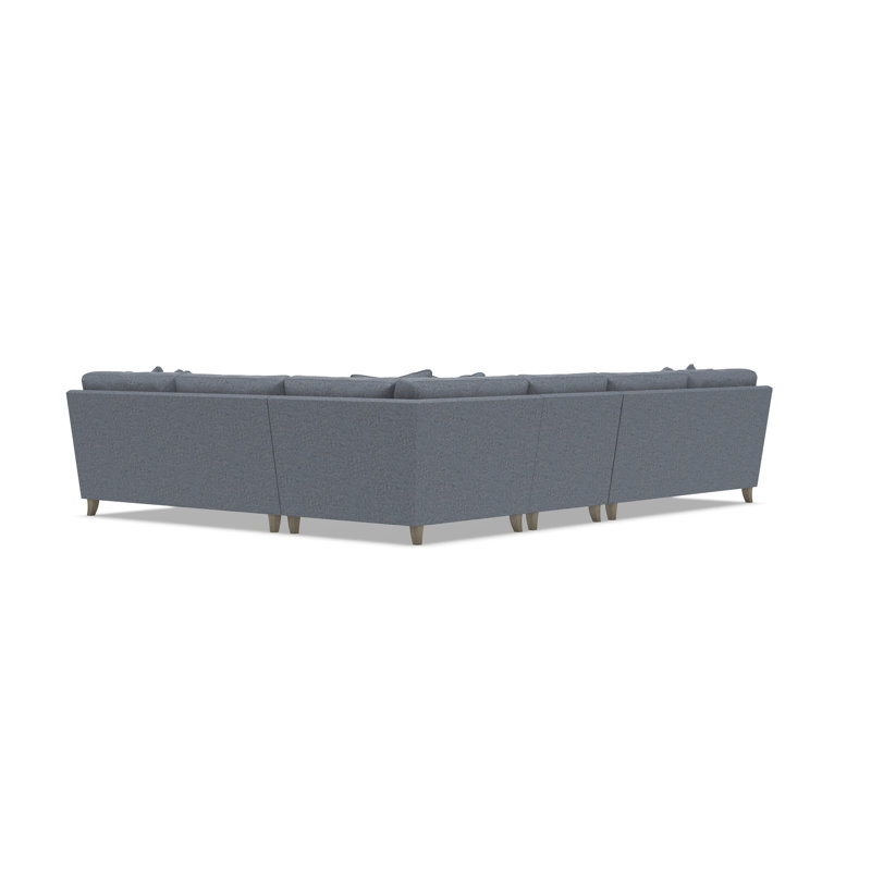 Mila Sectional, Teal Polyester, 33.5" H x 137" W x 107" D, Right Hand Facing