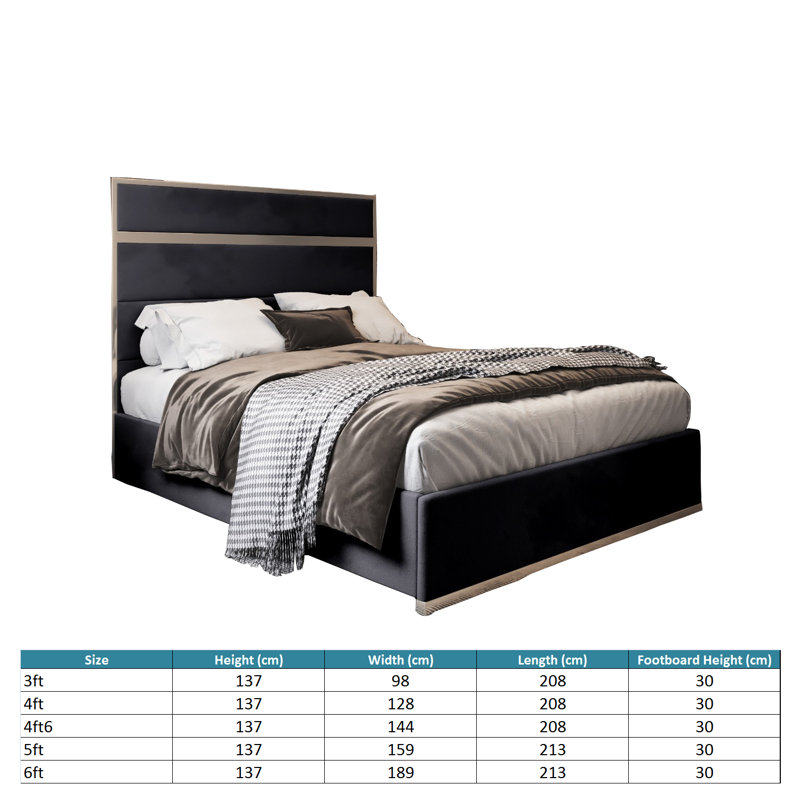 Mirosavka Upholstered Bed, Black, Kingsize (5')