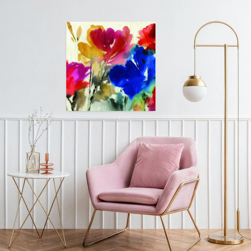 Aquarelle, art floral délicat et paisible, 32" H x 32" W