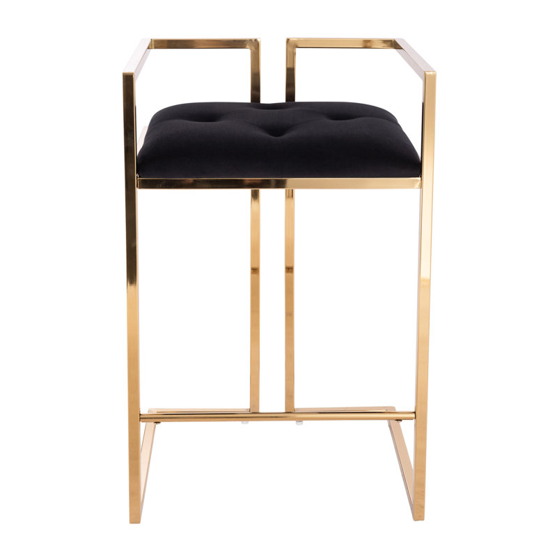 Aurelian Upholstered Counter Stool with Metal Frame, Gold/Black