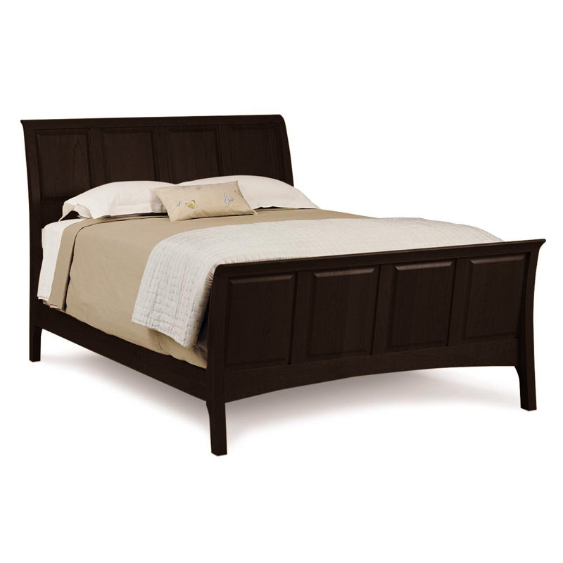Sarah Solid Wood Sleigh Bed, Smoke Cherry, California King, 51"