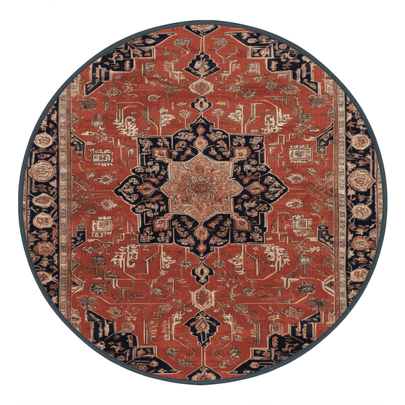 Tapis brun lavable à la machine, Rond 6 pi