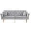 Canapé contemporain en velours gris avec rembourrage confortable et pieds de lit en métal avec revêtement doux