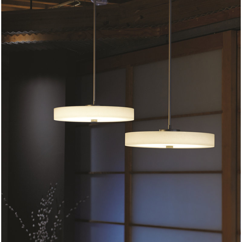 Disq 1 - Light Unique Drum LED Pendant, Dark Smoke, Standard: 9.2" to 51.2"