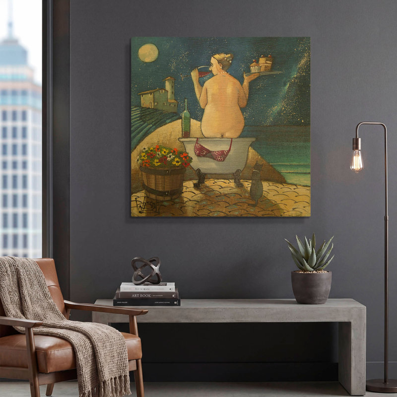 « Salle de bain n° 2 » de Ronald West, tableau mural en métal doré, 91,4 cm x 91,4 cm, 36 po x 36 po