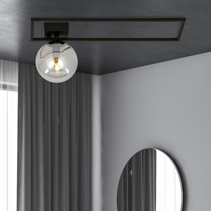 Appiah Glass Flush Mount, 12cm H x 50cm W x 20cm D, Graphite