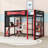 Full Wood Loft Bed with Desk, Shelves, LED Light and Power Outlet-1456371242