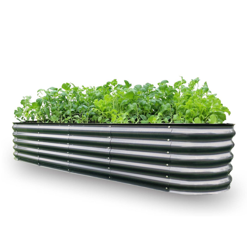  8x2x1.4ft Galvanized Raised Garden Bed, Planter Boxes Outdoor Large Metal Garden Beds For Planting Vegetables Flowers Herbs Dark Gray
