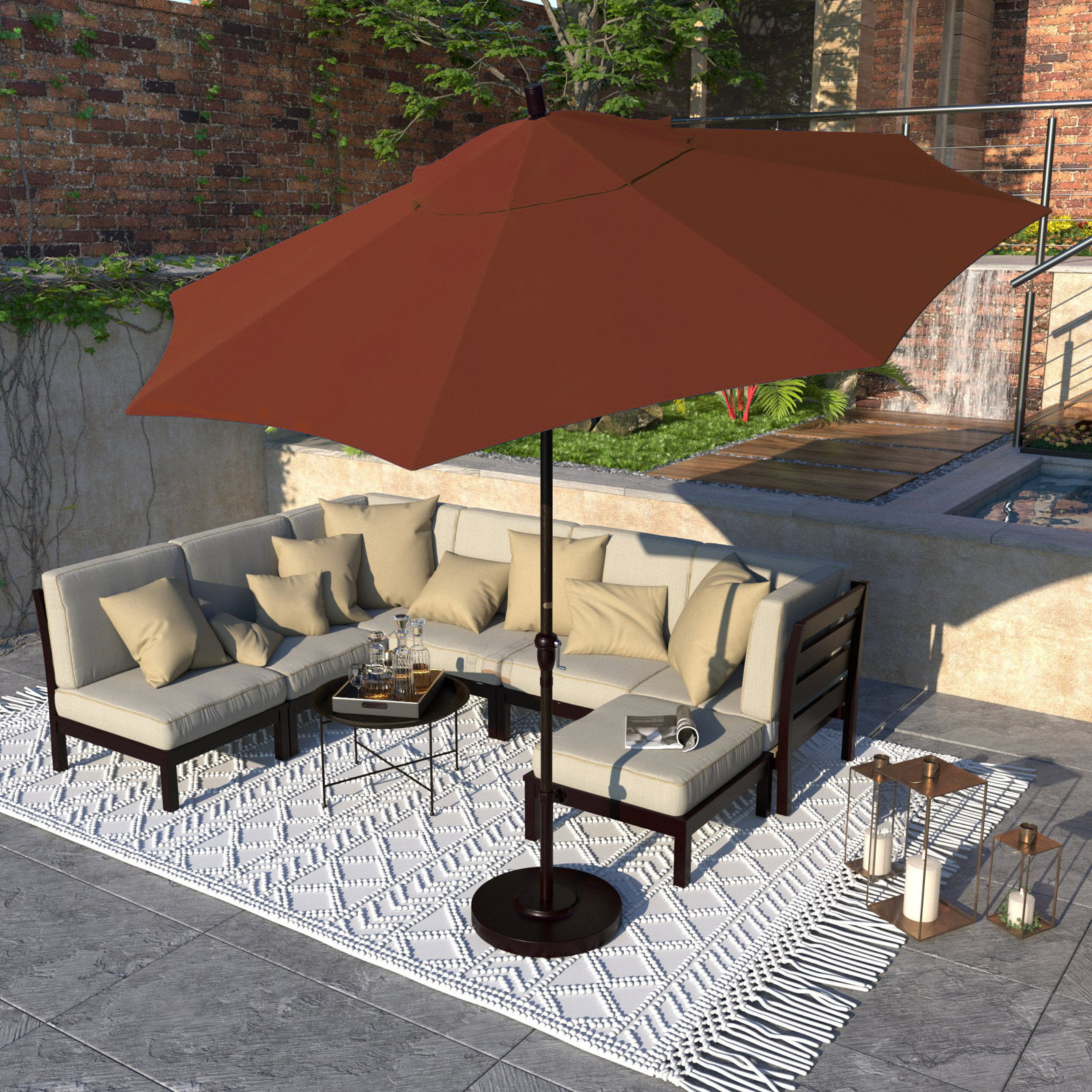 Camry 9' Sunbrella® Market Umbrella, Canvas Henna Sunbrella® Canvas