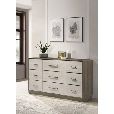Commode 9 tiroirs Litchfield Chêne gris