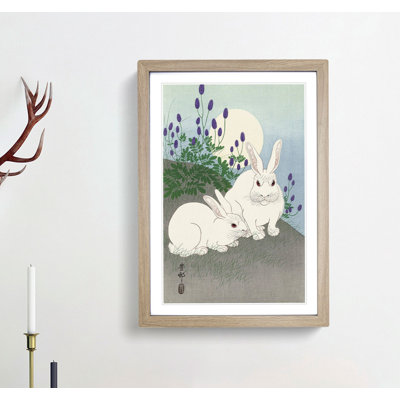 Rabbits at Full Moon by Ohara Koson - Picture Frame Painting Print