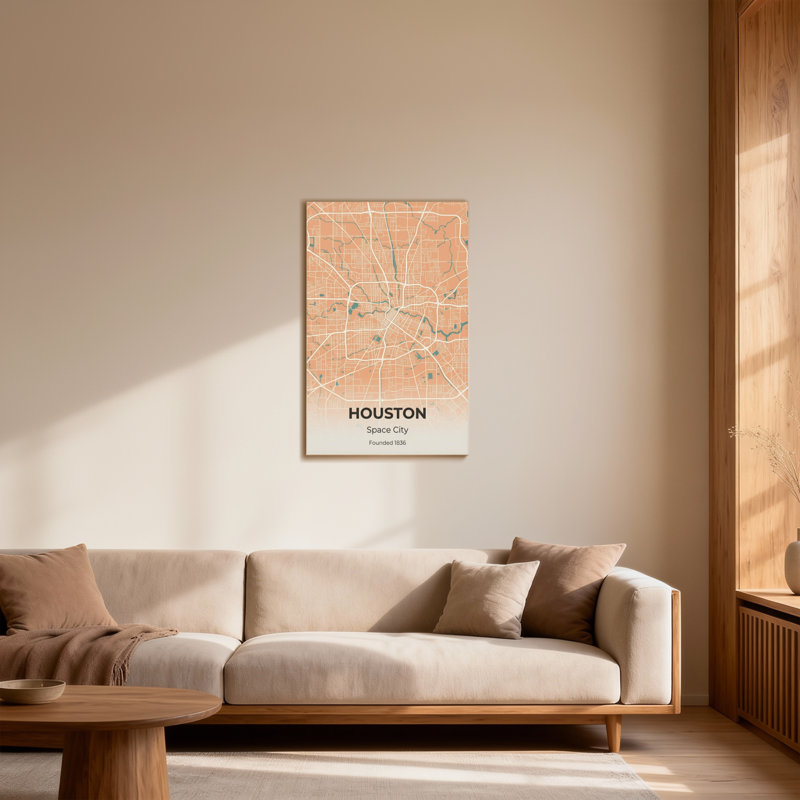 Impression de motif de carte de paysages et de paysages urbains Houston, H 18 po x l 12 po