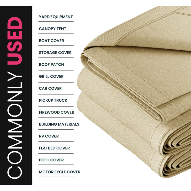 PROTARP Extreme Heavy Duty 20 OZ Water Resistant Canvas Tarp, UV Resistant Tarpaulin Cover with Rustproof Brass Grommets, Multipurpose for Canopy, Roof, Camping, Woodpile . (Off White)