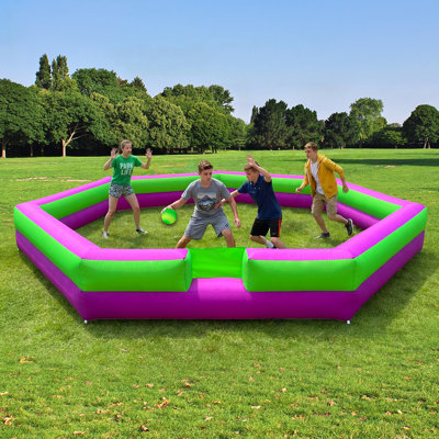 Boule gonflable Gaga avec puissant ventilateur et terrain de jeu Gagaball portable pour les activités familiales intérieures et extérieures (mauve / vert)