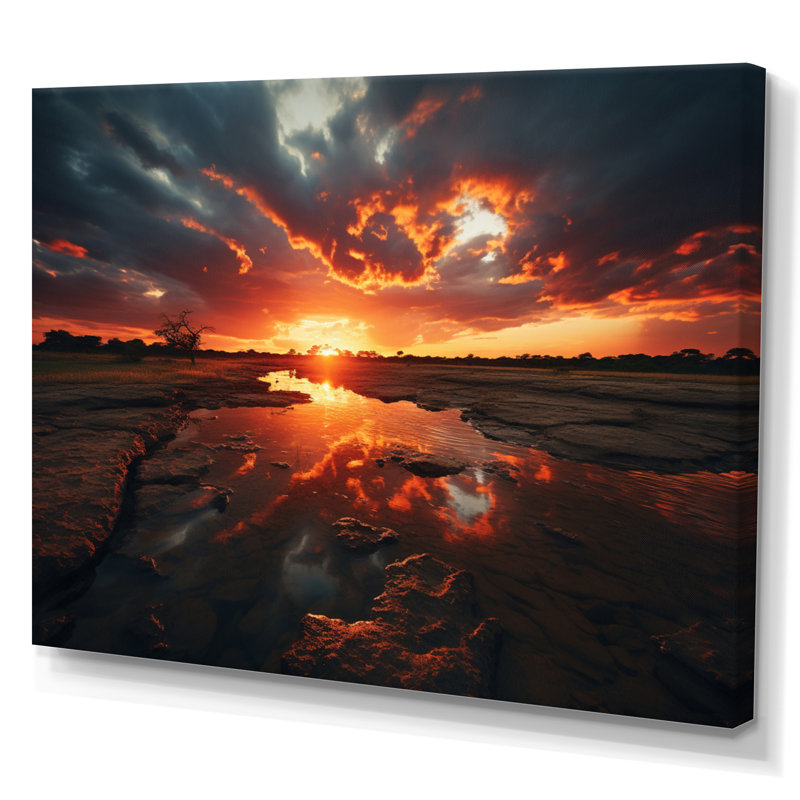 " Sunset Tangerine Dreams ", 16" H x 32" W x 1" D, Wrapped Canvas