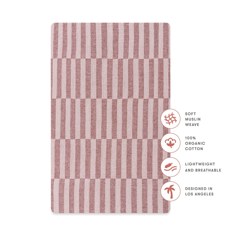 Maroon Stripe Organic Cotton Baby Bassinet Sheet