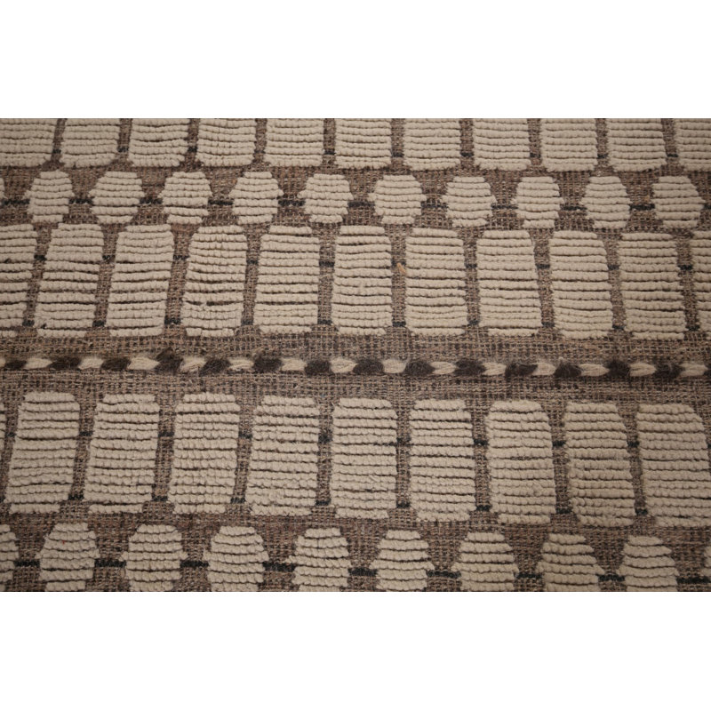 Tapis marocain moderne géométrique ivoire