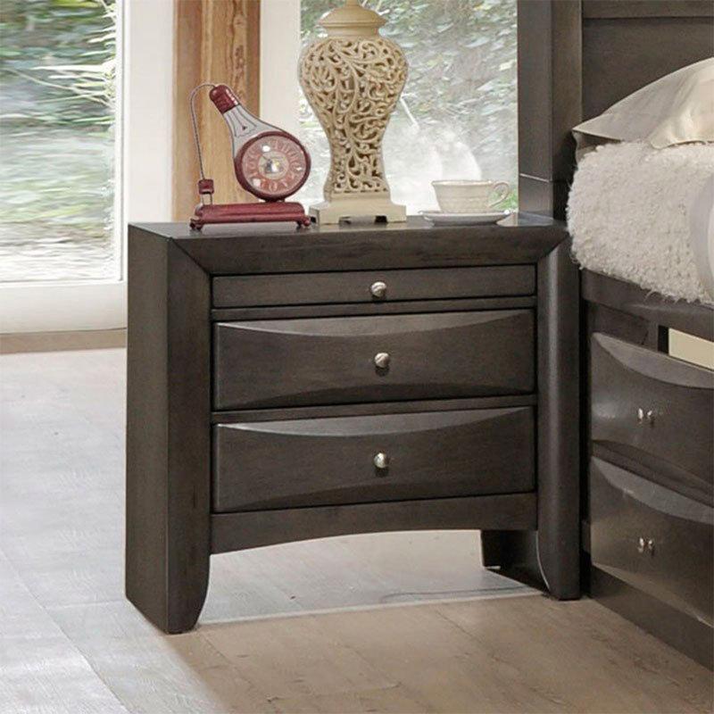 Transitional Nightstand With Drawer, Gray