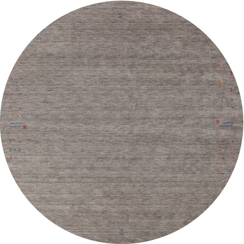 Tapis gris/rouge contemporain, Rond 5 pi