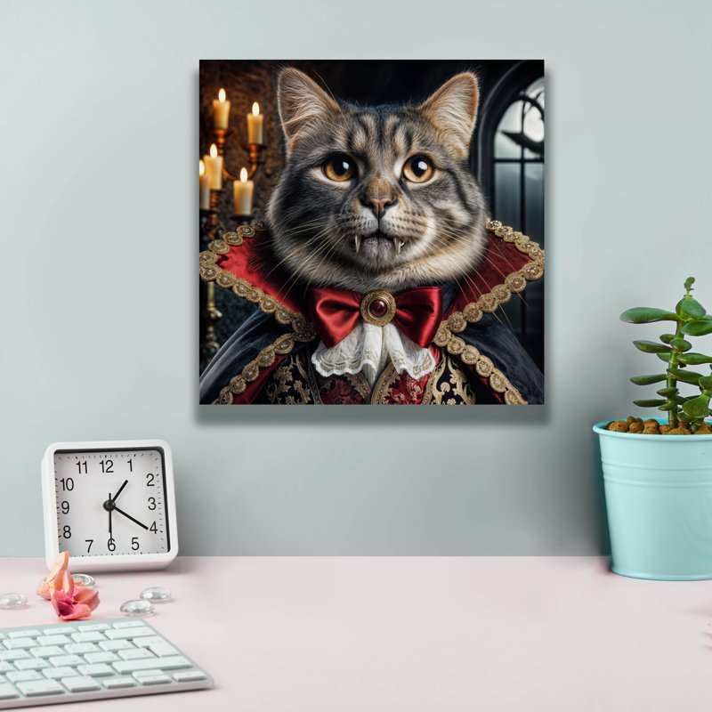 «Count Cat Dracula» par Rey Klimt, art mural, H 12 po x l 12 po