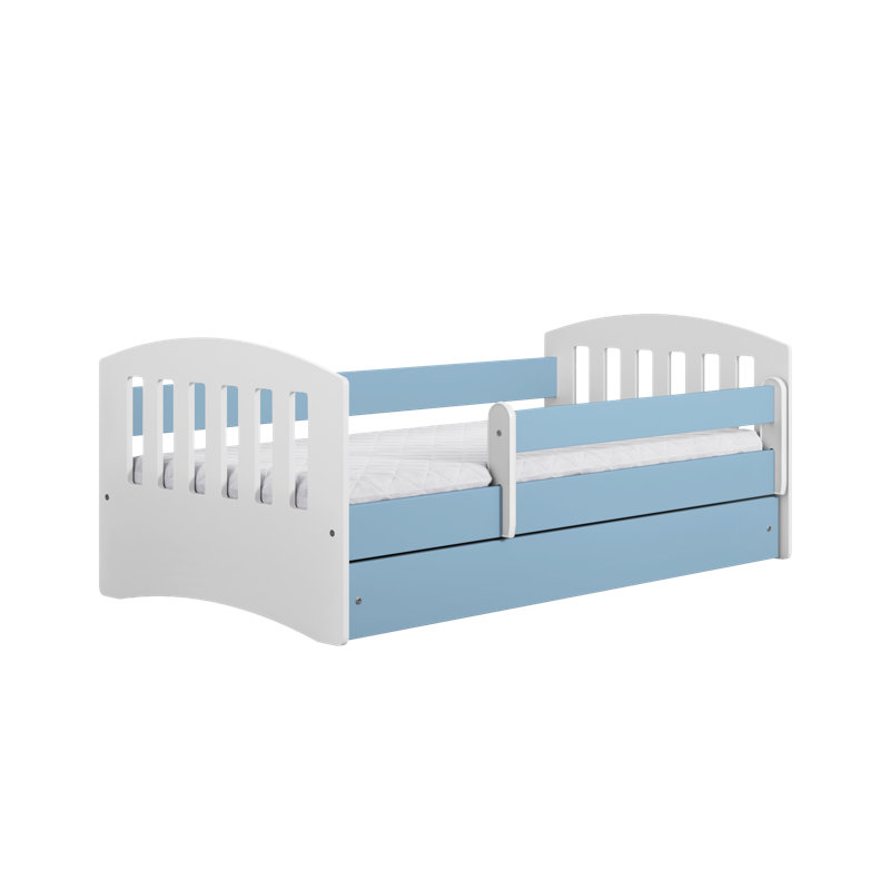 Hermes Drawer Convertible Bed and Mattress, European Toddler (80 x 180cm), Blue/White