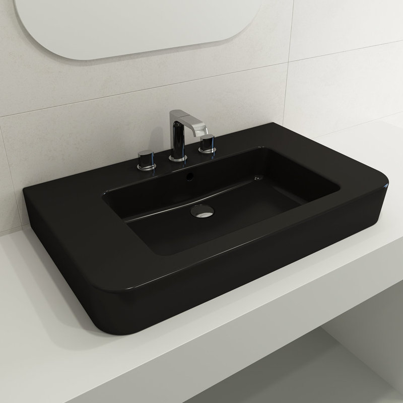 Parma 21.06 in. L Bathroom Sink, Matte Black, 8" Widespread