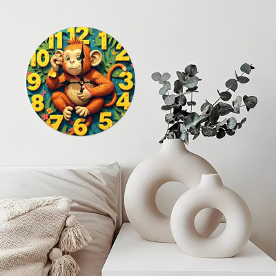 Conception mignonne de singe avec horloge tropicale