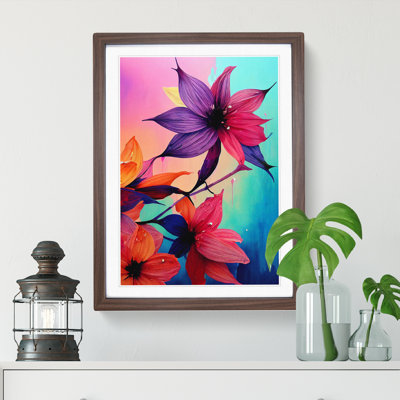 XV1022-3169X Paint Drip Flowers No.3 - Single Picture Frame Print