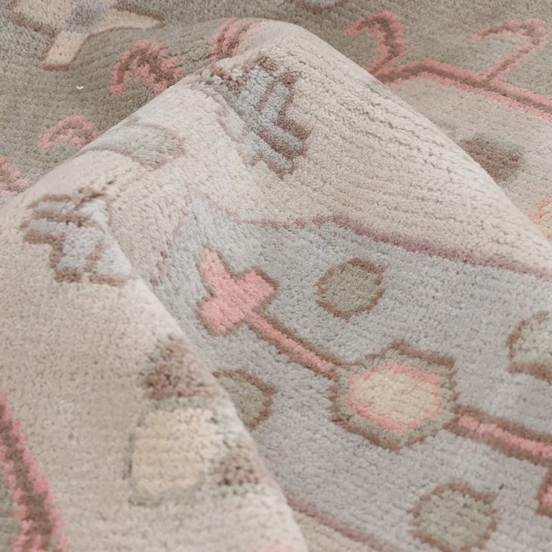 Tapis gris noué à la main Matteson, Rectangle 5 pi x 8 pi