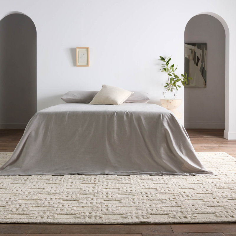 Rectangle Edita Geometric Machine Woven Area Rug in Cream, Rectangle 9'2" x 11'9"