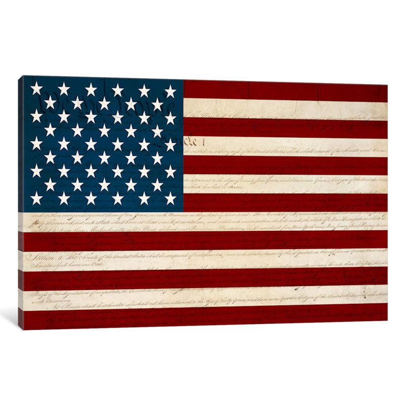 Usa Flag (U.S. Constitution Background) - Print on Canvas, 66.04 cm H x 45.72 cm W x 1.91 cm D, Wrapped Canvas