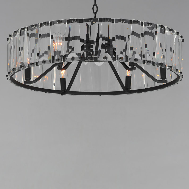 6 - Light Steel Drum Chandelier, Black