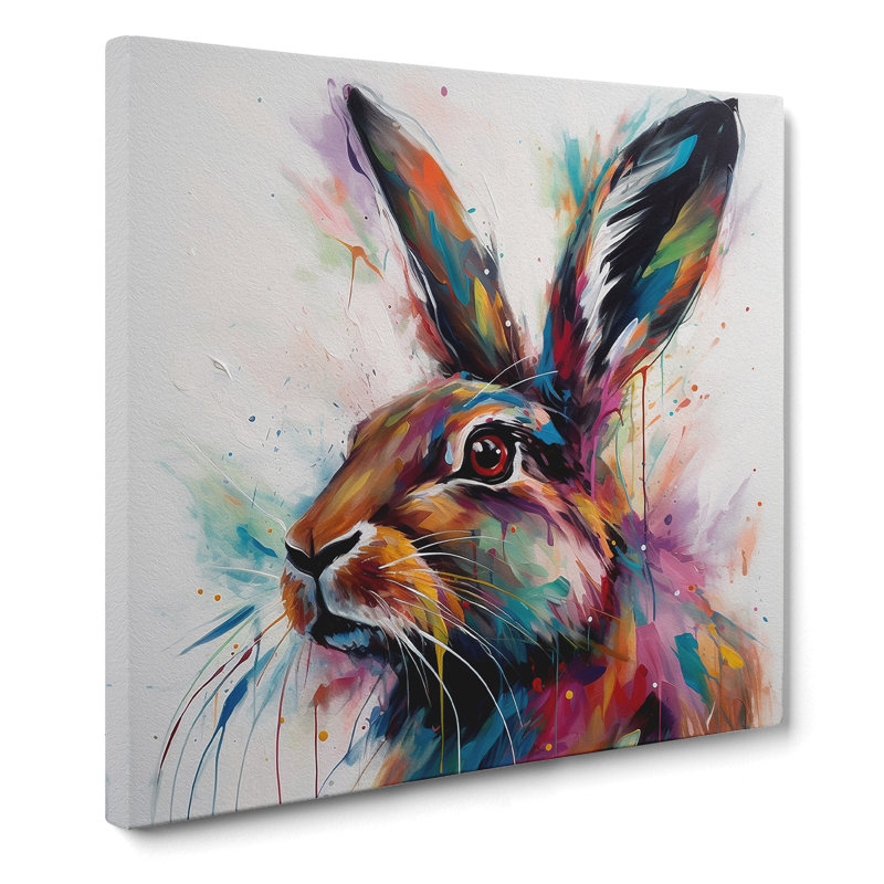 Hare Abstract Art No.5 - Wrapped Canvas, 50cm H x 50cm W x 3cm D