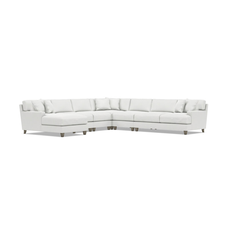 Bernhardt Mila 6-Piece Fabric Sectional, Left Hand Facing, White Polyester Blend, 33.5" H x 137" W x 137" D