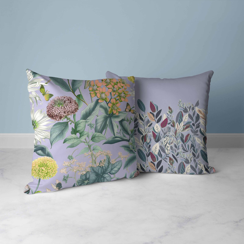 Indoor / Outdoor Square Cushion, Purple/Peach, 41cm H x 41cm W