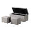 Meuble de rangement rectangulaire avec 2 poufs en lin beige, coussins confortables garnis de mousse, style moderne pour chambre, salon, balcon, gain de place, sièges supplémentaires pour les fêtes et réunions de famille.