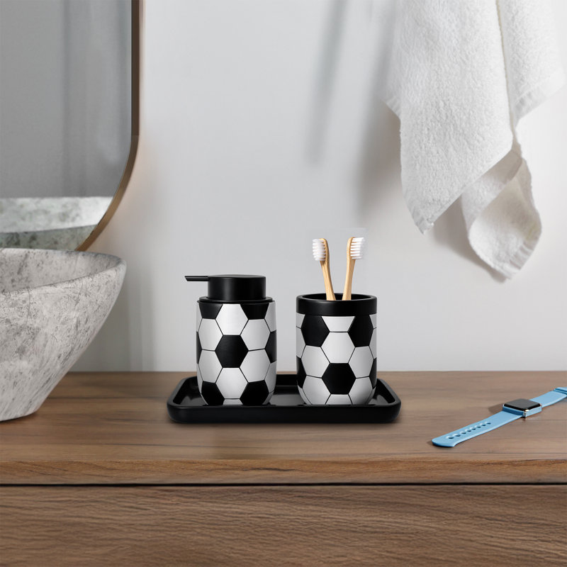Ensemble d'accessoires de salle de bain Décor Living Football, noir mat