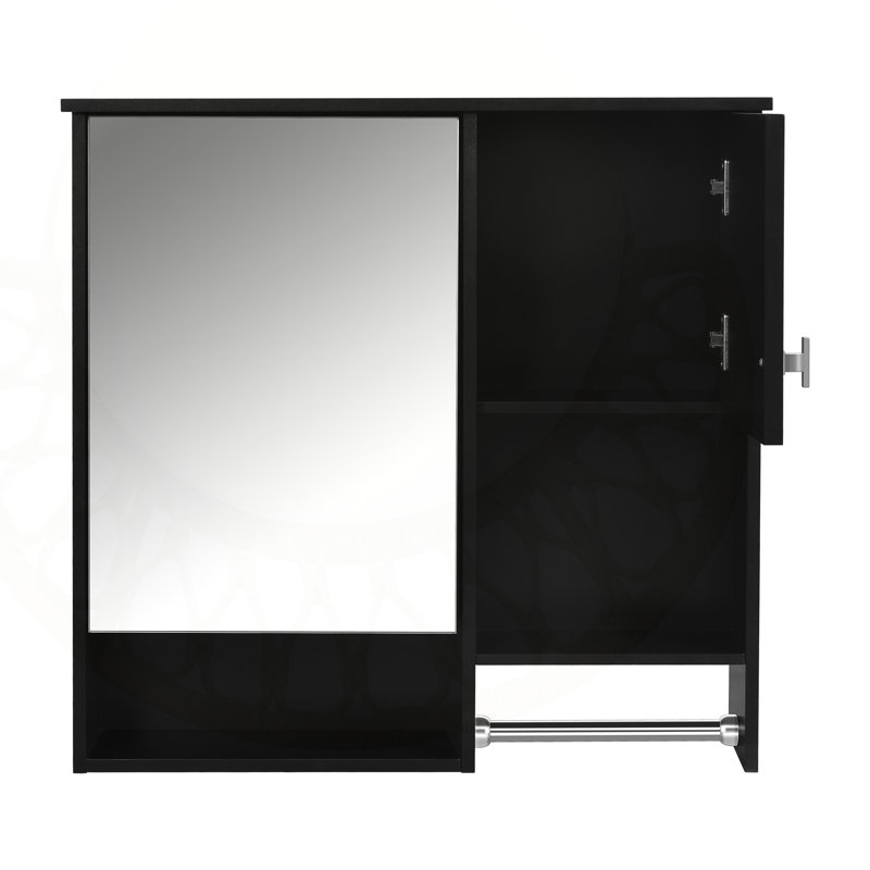 Armoire à pharmacie murale 29 po x 28 po avec miroir et barre à serviettes, solution de rangement compacte pour la vie organisée
